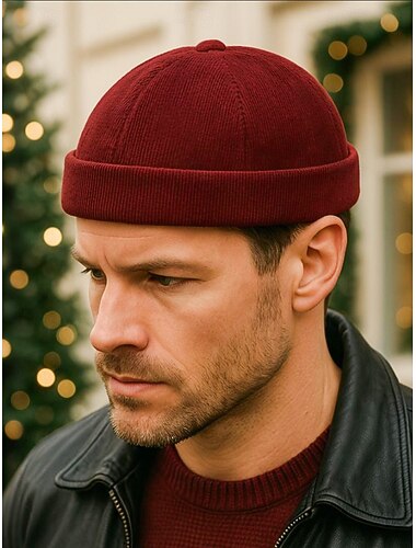  Herren-Cordmütze mit verstellbarem Riemen, Retro-Matrosenmütze in mehreren Farben, warme Wintermütze für Weihnachtsoutfits, Streetwear und lässige Alltagskleidung