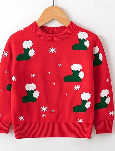 Дети Универсальные Новогодняя тематика Рождественский свитер Графика Длинный рукав Crewneck Новогодние подарки Мода Красный Осень Одежда 4 года +   Дети Универсальные Новогодняя тематика Рождественский свитер Графика Длинный рукав Crewneck Новогодние подарки Мода Красный Осень Одежда 4 года +
