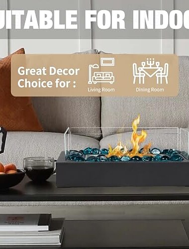  Palenisko stołowe do użytku wewnątrz i na zewnątrz z 4 ulepszonymi, bezpieczniejszymi, małymi paleniskami ze stali nierdzewnej z kamieniami na przyjęcia obiadowe, urządzenie do robienia smores,