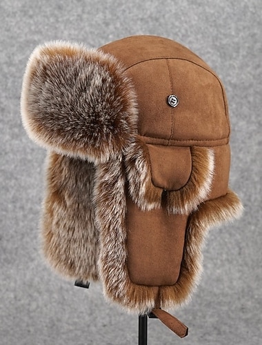  בגדי ריקוד גברים כובע ציד כובע אושנקה כובע טייס כובע עם מתלה לאוזניים כובעי החורף שחור קאמל זמש מלאכותי סגנון וינטאג' נוֹחַ לבוש יומיומי ליציאה צבע אחיד / רגיל חם