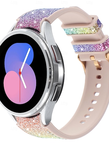  Horlogeband voor Samsung Galaxy Watch 7/6/5/4  40/44mm, Watch 5 Pro 45mm, Watch 6 Classic 43/47mm, Watch 4 Classic 42/46mm Siliconen Vervanging Band Schitteren Schattig Verstelbaar Moderne gesp