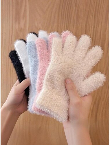  Julbroderade handskar för kvinnor – blommönster med bin, bomullstrådsmaterial, finns i flera färger, perfekta för vinterhelger och festliga tillfällen