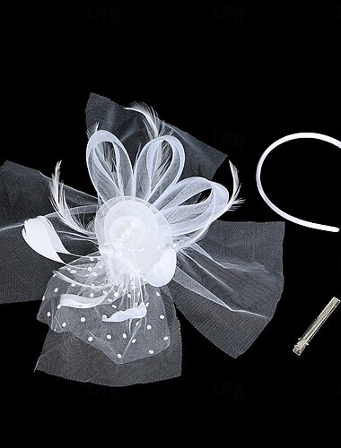  Fascinators Plume Tissu Chapeau Fedora Mariage Fête du thé Course de Chevaux Cocktail Élégant ancien Avec Plume Casque Couvre-chef