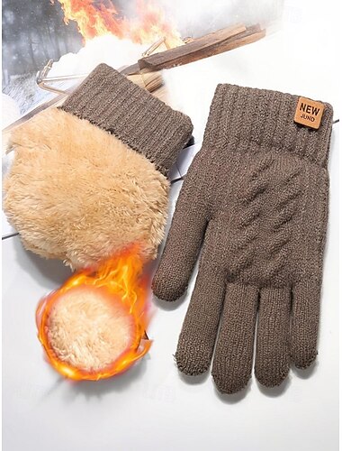  Herren-Touchscreen-Handschuhe mit Fleecefutter, warme und kuschelige Strickhandschuhe für den Winter, perfektes Weihnachtsgeschenk
