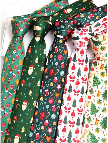  Pánské vánoční polyesterové kravaty – s motivem Santy, sněhuláka a svátků, ideální pro vánoční večírky a slavnostní příležitosti