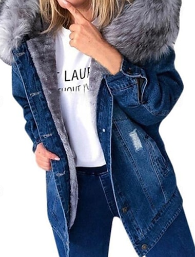 نسائي معطف شتوي سترة هوديي جواكيت جينز الدفء مريح جيب Buttons كاجوال سهل مناسب للبس اليومي مناسب للخارج عطلة نهاية الاسبوع عادية مع قبعة عادي كم طويل ملابس خارجية أسود أزرق سماوي أزرق داكن   نسائي معطف شتوي سترة هوديي جواكيت جينز الدفء مريح جيب Buttons كاجوال سهل مناسب للبس اليومي مناسب للخارج عطلة نهاية الاسبوع عادية مع قبعة عادي كم طويل ملابس خارجية أسود أزرق سماوي أزرق داكن