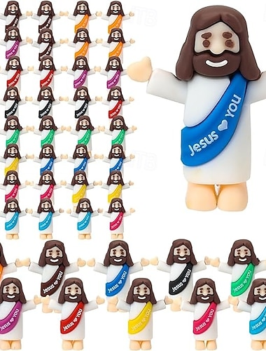  50/100 kpl pieniä Jeesus-hahmoja, mini-Jeesus-hahmoja irtotavarana, joululahjaksi tarkoitettuja monivärisiä pieniä Jeesus-hahmoja, miniatyyrihahmoja piilotettavaksi