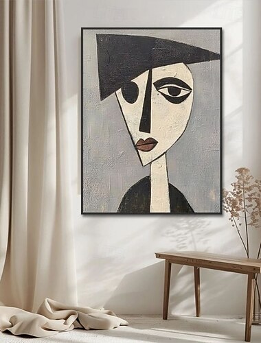  Pintura a óleo feita à mão em tela, arte de parede, decoração, figura abstrata de Picasso para decoração de sala de casa, moldura esticada, pintura pendurada/pintura enrolada sem moldura, não esticada