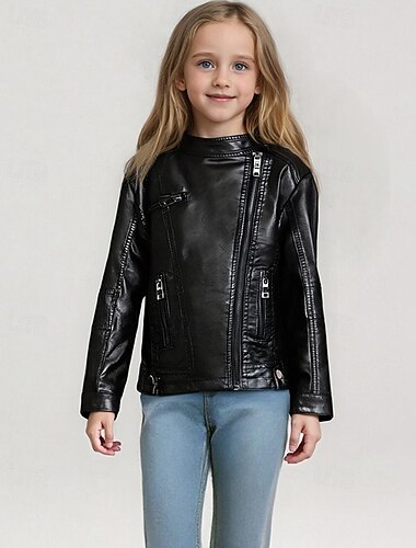 Παιδιά Κοριτσίστικα Μαύρο δερμάτινο μπουφάν Jachetă Συμπαγές Χρώμα Μοντέρνα Φερμουάρ Τσέπη ΕΞΩΤΕΡΙΚΟΥ ΧΩΡΟΥ Παλτό Εξωτερικά ενδύματα 4-12 χρόνια Φθινόπωρο Μαύρο   Παιδιά Κοριτσίστικα Μαύρο δερμάτινο μπουφάν Jachetă Συμπαγές Χρώμα Μοντέρνα Φερμουάρ Τσέπη ΕΞΩΤΕΡΙΚΟΥ ΧΩΡΟΥ Παλτό Εξωτερικά ενδύματα 4-12 χρόνια Φθινόπωρο Μαύρο