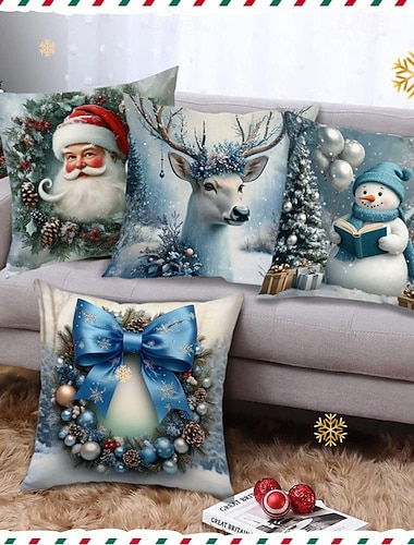 joulutyynynpäällinen, joulupukkikuvioinen koristetyynynpäällinen, lomatunnelman lahja kotisohvalle ja auton koristeluun