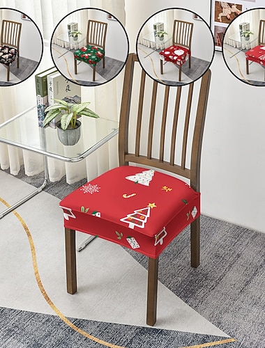 Coprisedia da ufficio con stampa geometrica natalizia, coprisedia per sgabello, coprisedia elasticizzati in poliestere per sedie da scrivania, da sala da pranzo o da casa   Coprisedia da ufficio con stampa geometrica natalizia, coprisedia per sgabello, coprisedia elasticizzati in poliestere per sedie da scrivania, da sala da pranzo o da casa