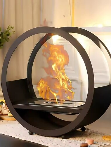  bordpeis bordbålplass, bærbar innendørs kunstpeisdekor, svart flammeeffekt