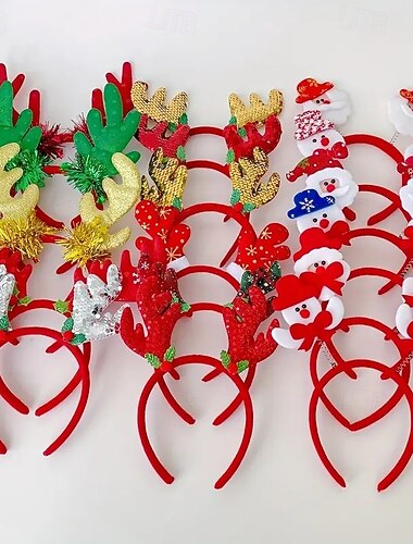 Set de 12 piezas de accesorios navideños para el cabello: diademas coloridas y adorables, estilos variados, perfectas para fiestas navideñas.   Set de 12 piezas de accesorios navideños para el cabello: diademas coloridas y adorables, estilos variados, perfectas para fiestas navideñas.