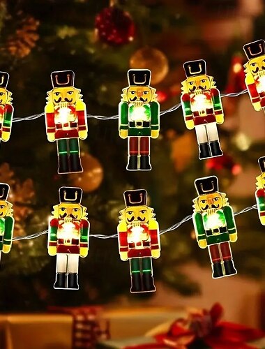  Julekranslyslenker innendørs nøtteknekkerlys 2m 20leds batteridrevet til nyttårsfester peiser vinduer inngangsdører feriedekorasjon