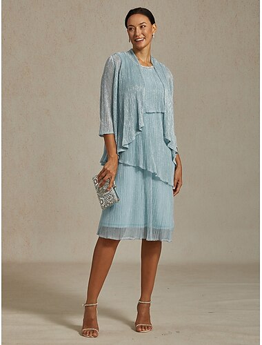  Femmes Robe Midi Robe fourreau Robe Plissée Robe dos nu Élégant Fête Formel Soirée robe demoiselle d honneur Cocktail Perlé Superposé Métallique Coupe régulière Couleur Unie Sans manches Col ras du