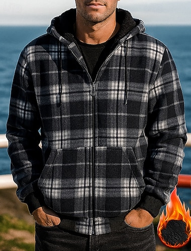  Miesten Flanelli-jacquard-takki Hupparipaita ja takki Taskut Pitkähihainen Topit Urheilu- ja treenivaatteet Pleedi Tuulenkestävä Lämmin Vaellus Matkailu Loma Urheiluasut Urheiluvaatteet Punainen