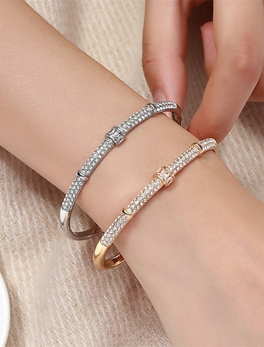  Bracelet Géométrique Zircon Goutte Mode Personnalisé Simple Tendance Bracelet Bijoux Argent Doré Rond pour Mariage Soirée Fiançailles Bal de promo