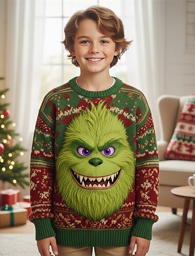 Новогодняя тематика Мальчики 3D Эльф Уродливый рождественский свитер Рождественский подарок Вязаная ткань Длинный рукав 3D печать Осень Зима Мода Для вечеринки Дети 4-12 лет Вырез под горло   Новогодняя тематика Мальчики 3D Эльф Уродливый рождественский свитер Рождественский подарок Вязаная ткань Длинный рукав 3D печать Осень Зима Мода Для вечеринки Дети 4-12 лет Вырез под горло
