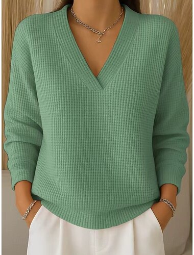  dameskjorte med vaffelmønster elegant vintage hverdag rosa vinblå brun grønn vår høst vinter