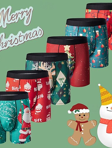 Set père Noël Boxer Short Sous-Vêtements cadeau de Noël 6 pièces Homme Drôle Blague Vilain Adultes Noël Nouvel An la veille de Noël Noël Soirée