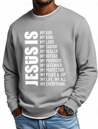  Per uomo Gesù Fede Felpa Moda Quotidiano Casual Manica Lunga Girocollo Casa Sport all'Aperto Abbigliamento casual alla moda Nero Rosso Blu Viola chiaro Grigio chiaro Girocollo 3D Tutte le stagioni