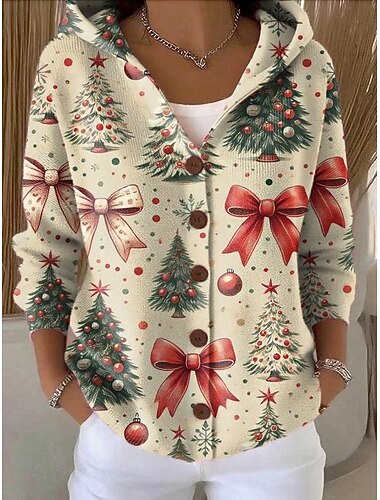 نسائي سترة سترة من الصوف العطلة موضة أناقة الشارع شجرة الكريسماس مضلع مع قبعة جيب محبوك طباعة كم طويل قمصان عادية متماسكة عيد الميلاد الأماكن المفتوحة مناسب للبس اليومي أخضر فاتح أحمر الخريف الشتاء   نسائي سترة سترة من الصوف العطلة موضة أناقة الشارع شجرة الكريسماس مضلع مع قبعة جيب محبوك طباعة كم طويل قمصان عادية متماسكة عيد الميلاد الأماكن المفتوحة مناسب للبس اليومي أخضر فاتح أحمر الخريف الشتاء