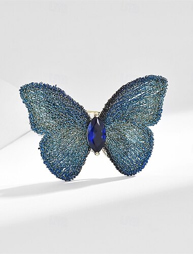  ブローチ クラシック レトロ バタフライ ヴィンテージ スタイリッシュ ブローチ ジュエリー ブルー 用途 結婚式 パーティー 贈り物 婚約 プロムドレス 祭り