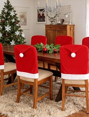  Coprisedie da pranzo da 19,6" x 23,6" per decorazioni natalizie in cucina e per la casa durante le festività natalizie. Le decorazioni natalizie sono adatte per l'uso in interni, su sedie da casa, da