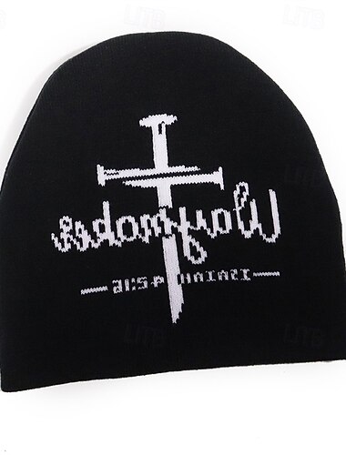  رجالي للجنسين قبعة صغيرة قبعات الشتاء قبعات صغيرة قبعة متماسكة قبعة الشتاء أسود أحمر البوليستر محبوك مريح الهالووين مناسب للبس اليومي أحرف صليب دافئ