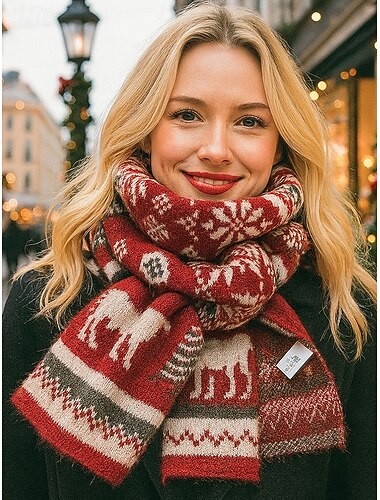 Per donna Sciarpa Fil di lana Poliestere Albero di Natale motivo natalizio Natale Moda Tempo libero   Per donna Sciarpa Fil di lana Poliestere Albero di Natale motivo natalizio Natale Moda Tempo libero