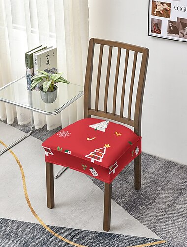  Trekk til kontorstol med juletrykk, trekk til krakk, elastisk polyester til skrivebord, spisestue eller hjemmestoler