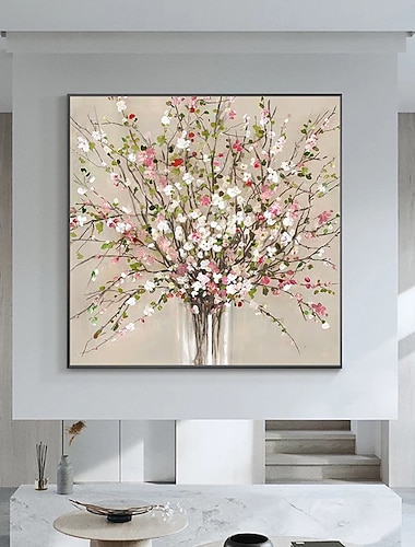  Ručně vyráběné olejomalby z lahví s květinami na plátně, nástěnná dekorace, moderní abstraktní obraz pro domácí dekoraci, rolovaný bezrámový, nenatažený obraz