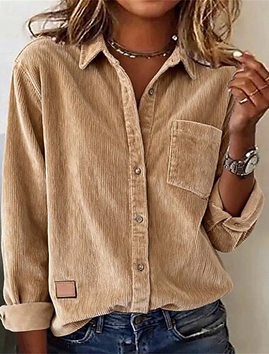 نسائي قميص قمم متأنق لون الصلبة سهل عتيق لطيف أنيق كم طويل قبعة القميص قمصان عادية عمل مناسب للبس اليومي مناسب للخارج جيب Buttons جمل الخريف الشتاء   نسائي قميص قمم متأنق لون الصلبة سهل عتيق لطيف أنيق كم طويل قبعة القميص قمصان عادية عمل مناسب للبس اليومي مناسب للخارج جيب Buttons جمل الخريف الشتاء