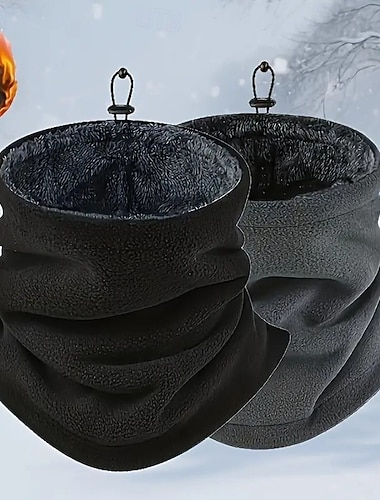  غطاء رقبة دافئ شتوي للرجال مكون من قطعتين - سميك، قابل للتهوية، مبطن بالصوف الناعم، مقاوم للرياح لركوب الدراجات والأنشطة الخارجية، متعدد الاستخدامات يمكن ارتداؤه كغطاء للرقبة أو قناع للوجه أو قبعة أو