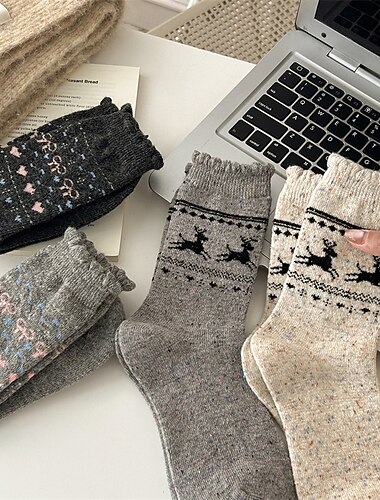  Damen Crew Socken Dicke warme Wintersocken Outdoor Täglich Ferien Tiermotiv Wolle Basic Klassisch Lässig Elastisch Warm 1 Paar