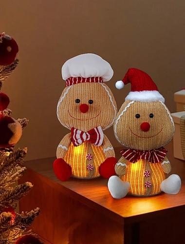  podświetlany piernikowy ludzik &ozdoby świąteczne dla kobiet - podświetlane diodami LED figurki świąteczne zasilane bateriami, dekoracja stołu na święta, wyjątkowe prezenty świąteczne