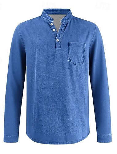 Herren T Shirt Henley Hemd T-Shirt Langarmshirt Langarm Henley Frühling Herbst Einfach Mode Designer Basic Taschen Knöpfe Urlaub Straße Ausgehen Schwarz Rosa Marineblau Top T-Shirt für Herren   Herren T Shirt Henley Hemd T-Shirt Langarmshirt Langarm Henley Frühling Herbst Einfach Mode Designer Basic Taschen Knöpfe Urlaub Straße Ausgehen Schwarz Rosa Marineblau Top T-Shirt für Herren