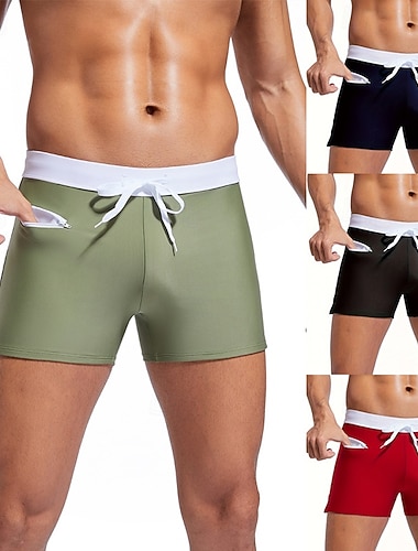  Homme Shorts de bain Short de bain Maillots de bain Élastique Respirant Bas Poche à Fermeture Éclair Surf Bikini Plongée Couleur Unie Été