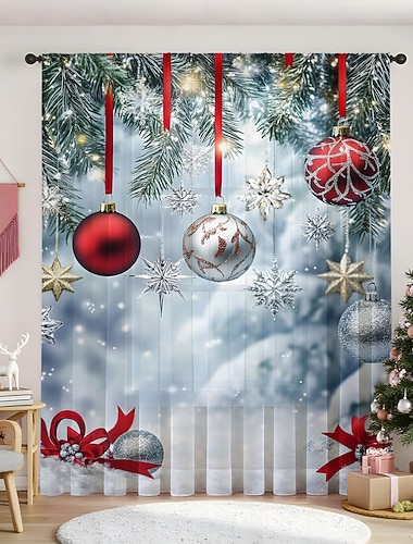  Świąteczne firanki z serii 2025, drukowane cyfrowo 3D, zasłony okienne do salonu, sypialni, dekoracja świąteczna, wystrój domu, eleganckie świąteczne panele zasłonowe