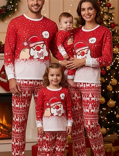 Family Christmas Christmas Family Pajamas Pajamas Family Sets Graphic Santa Claus Home Print Red Long Sleeve Daily Matching Outfits   Family Christmas Christmas Family Pajamas Pajamas Family Sets Graphic Santa Claus Home Print Red Long Sleeve Daily Matching Outfits