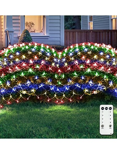  3-i-1 koblingsbart nettinglyssett for innendørs og utendørs jul, nyttår, bryllup, festivalstemning dekorative lys 13-knapps fjernkontroll 31V sikker spenning 1,5 * 1,5m - 96 leds / 3 * 2m - 192