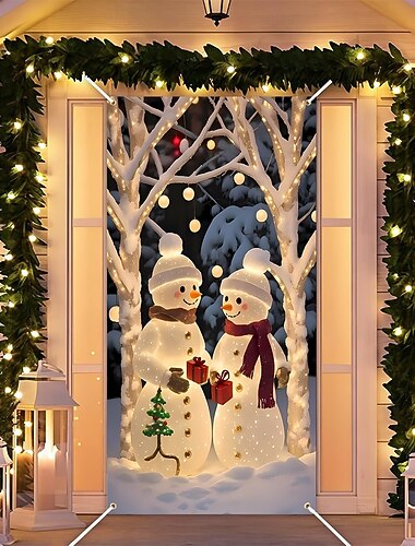  Weihnachten Poster Türabdeckung Banner für den Außenbereich Schneemann Niedlich 3D Party Wohnheim Jugendzimmer Studentenwohnheim Jungs, Männerhöhle, Studentenwohnheim Hintergründe aufnehmen Wohndeko