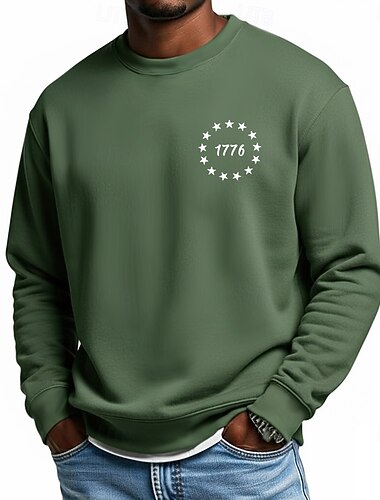  4e juli 2026 250e Herdenkingsdag Mannen Streetwear Crew Neck Lange Mouw Hoodie Sweatshirt Casual Buiten Dagelijks Sport Straat