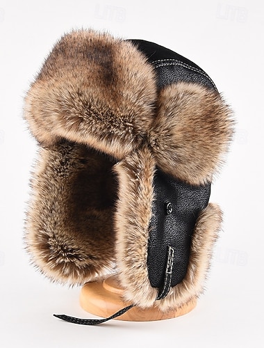  בגדי ריקוד גברים כובע ציד כובע אושנקה כובע טייס כובע עם מתלה לאוזניים כובע עור חורף שחור קפה עור PU פליז אופנתי מודרני עכשווי לבוש יומיומי פגישה (דייט) צבע אחיד / רגיל שמור על חום הגוף עמיד