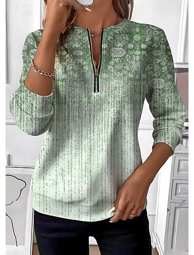 Dame Genser med genser Zip Up sweatshirts Grafisk Paisly Mote Fritid Langermet Crew-hals Rund hals Vanlige topper Gate Hverdag Glidelås Trykt mønster Blå Grønn Beige Høst Vinter   Dame Genser med genser Zip Up sweatshirts Grafisk Paisly Mote Fritid Langermet Crew-hals Rund hals Vanlige topper Gate Hverdag Glidelås Trykt mønster Blå Grønn Beige Høst Vinter