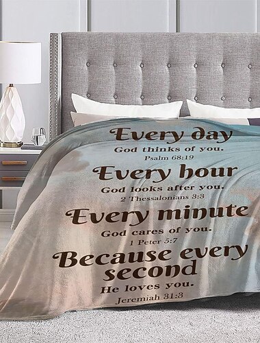 Filt Fleecefiltar Filt för soffan Religion 圣经 Modern Kristen inspirerande Soffa Säng Dekorativ filt Varm filt Present Heminredning   Filt Fleecefiltar Filt för soffan Religion 圣经 Modern Kristen inspirerande Soffa Säng Dekorativ filt Varm filt Present Heminredning