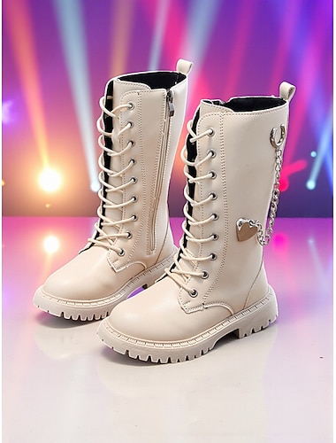  Buty dla dzieci w stylu koreańskiej gwiazdy popu inspirowane idolkami - buty bojowe ze sznurowadłami i klamrą, zapięciem na zamek błyskawiczny, idealne na występy, Halloween lub na co dzień na ulicy