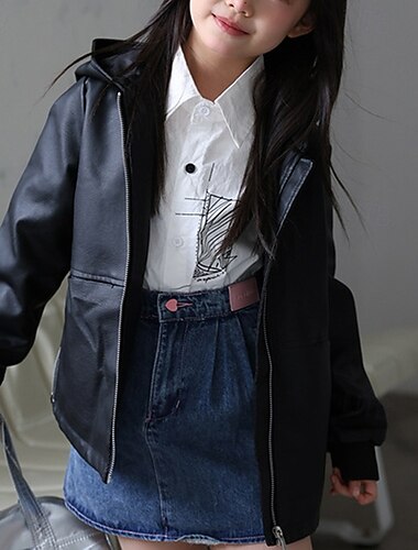 Παιδιά Κοριτσίστικα Μαύρο δερμάτινο μπουφάν Jachetă Συμπαγές Χρώμα Μοντέρνα Φερμουάρ Τσέπη ΕΞΩΤΕΡΙΚΟΥ ΧΩΡΟΥ Παλτό Εξωτερικά ενδύματα 4-12 χρόνια Φθινόπωρο Μαύρο   Παιδιά Κοριτσίστικα Μαύρο δερμάτινο μπουφάν Jachetă Συμπαγές Χρώμα Μοντέρνα Φερμουάρ Τσέπη ΕΞΩΤΕΡΙΚΟΥ ΧΩΡΟΥ Παλτό Εξωτερικά ενδύματα 4-12 χρόνια Φθινόπωρο Μαύρο