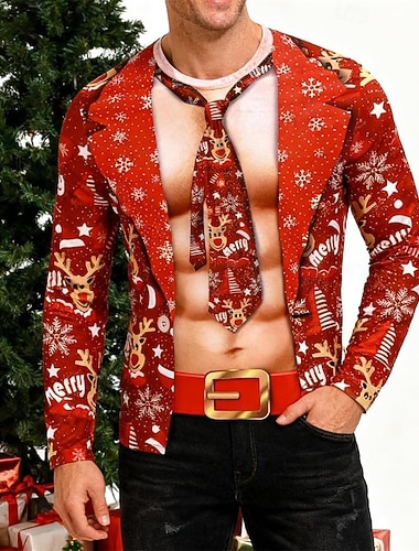  Weihnachten T-Shirt Weihnachtsmann Grafik Neuartige Komisch für Herren Erwachsene 3D-Druck  für Weihnachten Karneval Neujahr Party