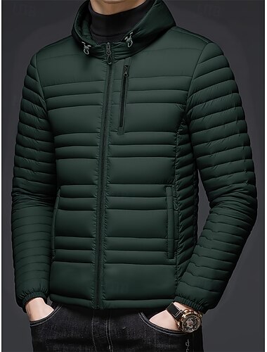  Per uomo Cappotto Invernale Giacca imbottita Giacca Imbottita Tasca Poliestere Vacanza Abbigliamento quotidiano Data Regolare Moda Casual Confortevole Calore Termico Inverno Colore Solido / Tinta